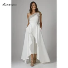 Lakshmigown Свадебный комбинезон на одно плечо со съемной юбкой без рукавов атласный Свадебный комбинезон с блестками для женщин 2022