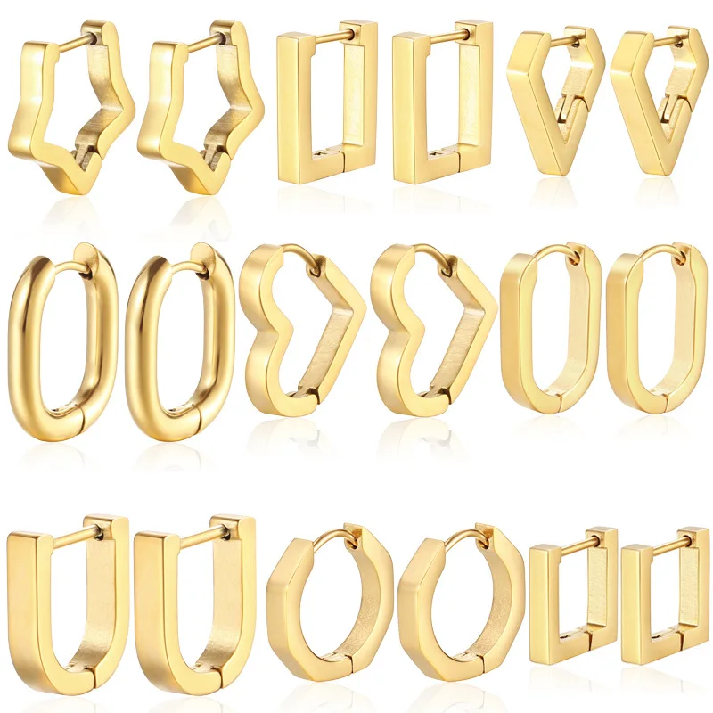 

2021 Stainless Steel Hoop Earrings for Women Small Simple Round Circle Huggies Ear Rings Steampunk Accessories