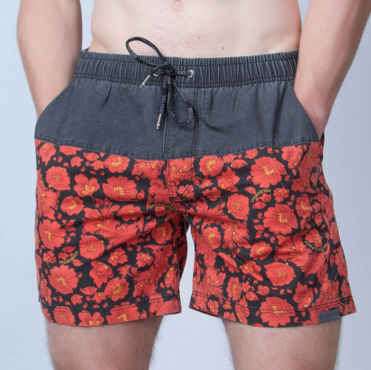 Пляжные шорты Великоросс Красная хохлома | Мужская одежда