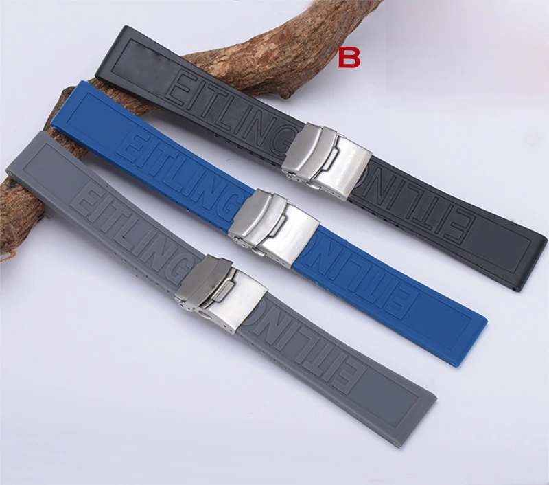 Мужской резиновый ремешок 22 мм 24 аксессуары для часов Breitling Мстители океан черная