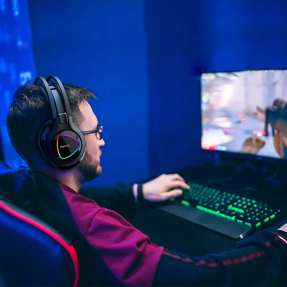 Tronsmart Glary Alpha проводные наушники PS4 игровая гарнитура геймер с микрофоном для ПК RGB