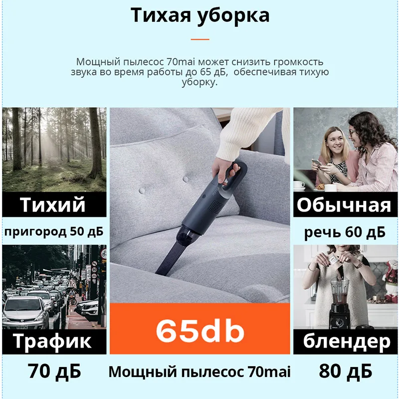 70mai Автомобильный пылесос Беспроводной легкий ручной Авто 5000Pa | Автомобили и