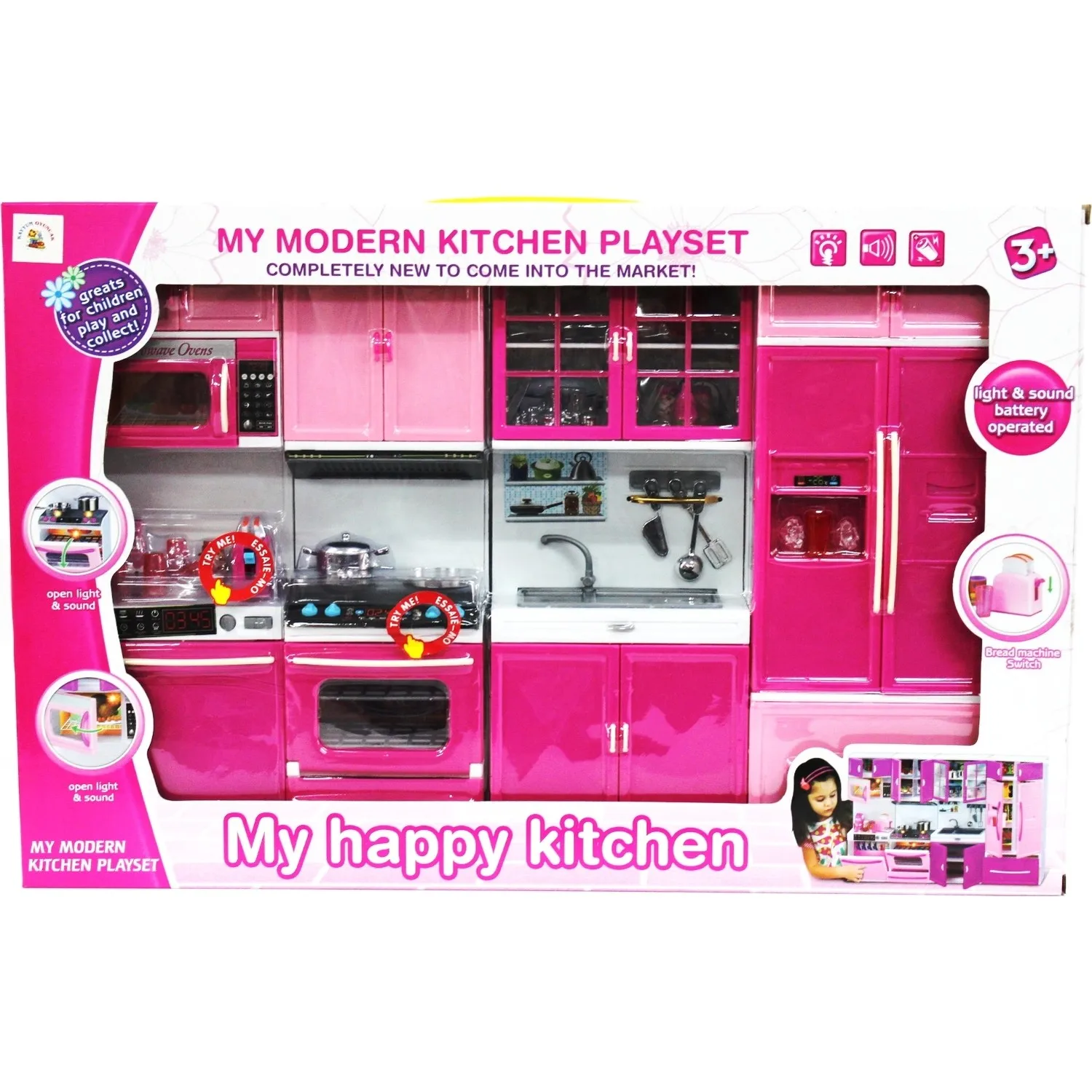 kitchen toys girl gift child playset 4 in 1 set montessori kids doll house cooking cabinet hello kitty barbie home accessories free global shipping