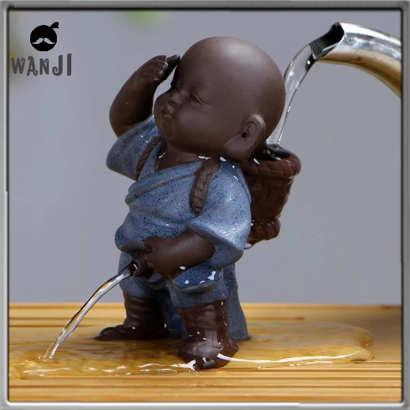

WANJI Purple Sand Tea Pet Ornaments Boutique Peeing Boy Spray Water Creative Little Monk Can Raise Tea Set Accessories