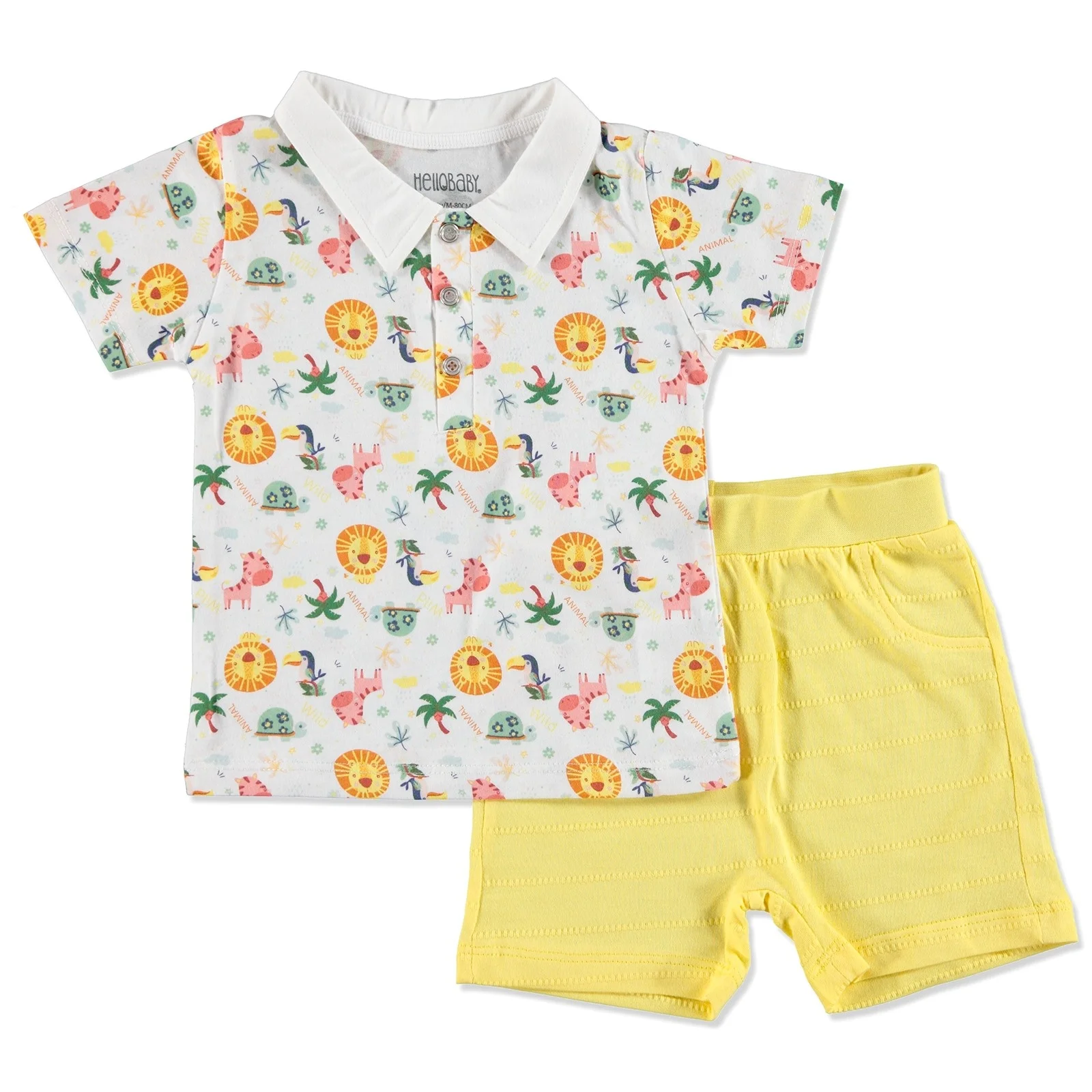Ebebek HelloBaby/Летняя хлопковая футболка с короткими рукавами и круглым вырезом