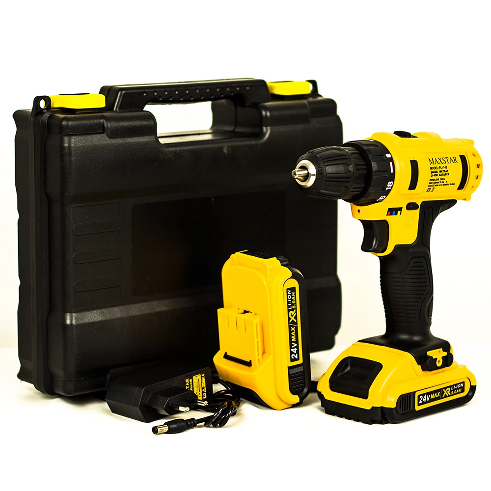 

шуруповерт аккумулятор шуруповерт отвертка дрель Maxstar Turbo Tools 24 в 4000 мА 2 литий-ионный двойной беспроводной Профессиональный шуруповерт пере...