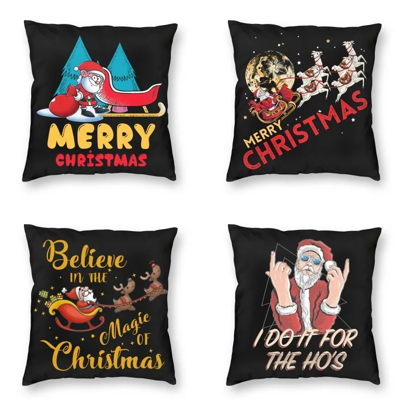 Чехол для диванной подушки с веселым мультяшным Санта-Клаусом на Рождество