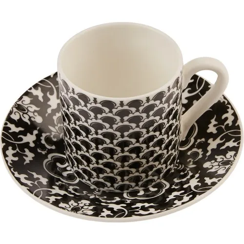 WONDERFUL MAGNIFICENT Karaca Leny Black Set of 6 Coffee Cups   FREE SHIPPING   FREE SHIPPING