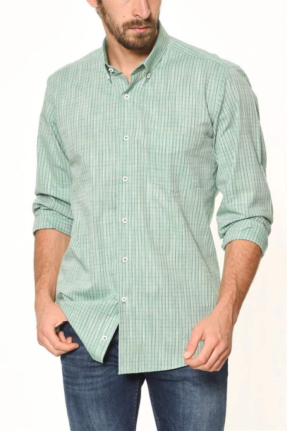 G617 DEWBERRY льняная рубашка-зеленый | Мужская одежда