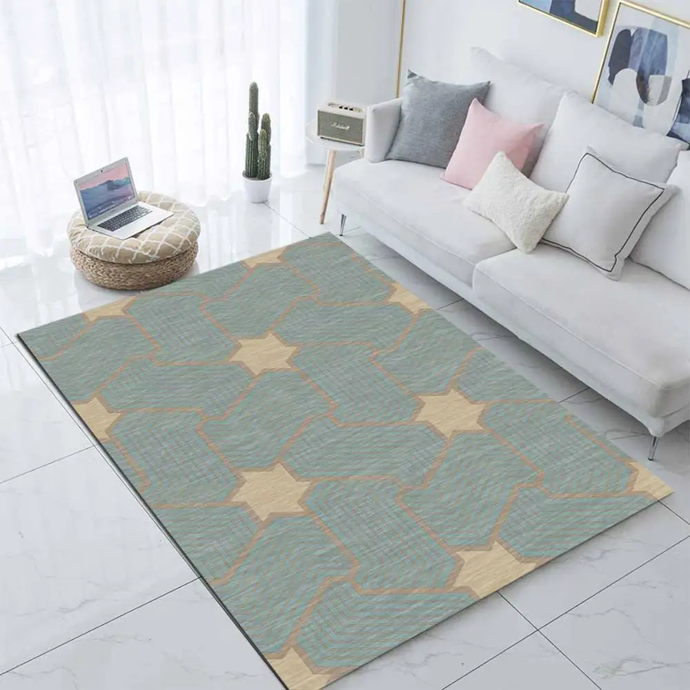 

Else Yellow Stars on Green Nordec Scandinav 3d Print Non Slip Microfiber Living Room Decorative Modern Washable Area Rug Mat