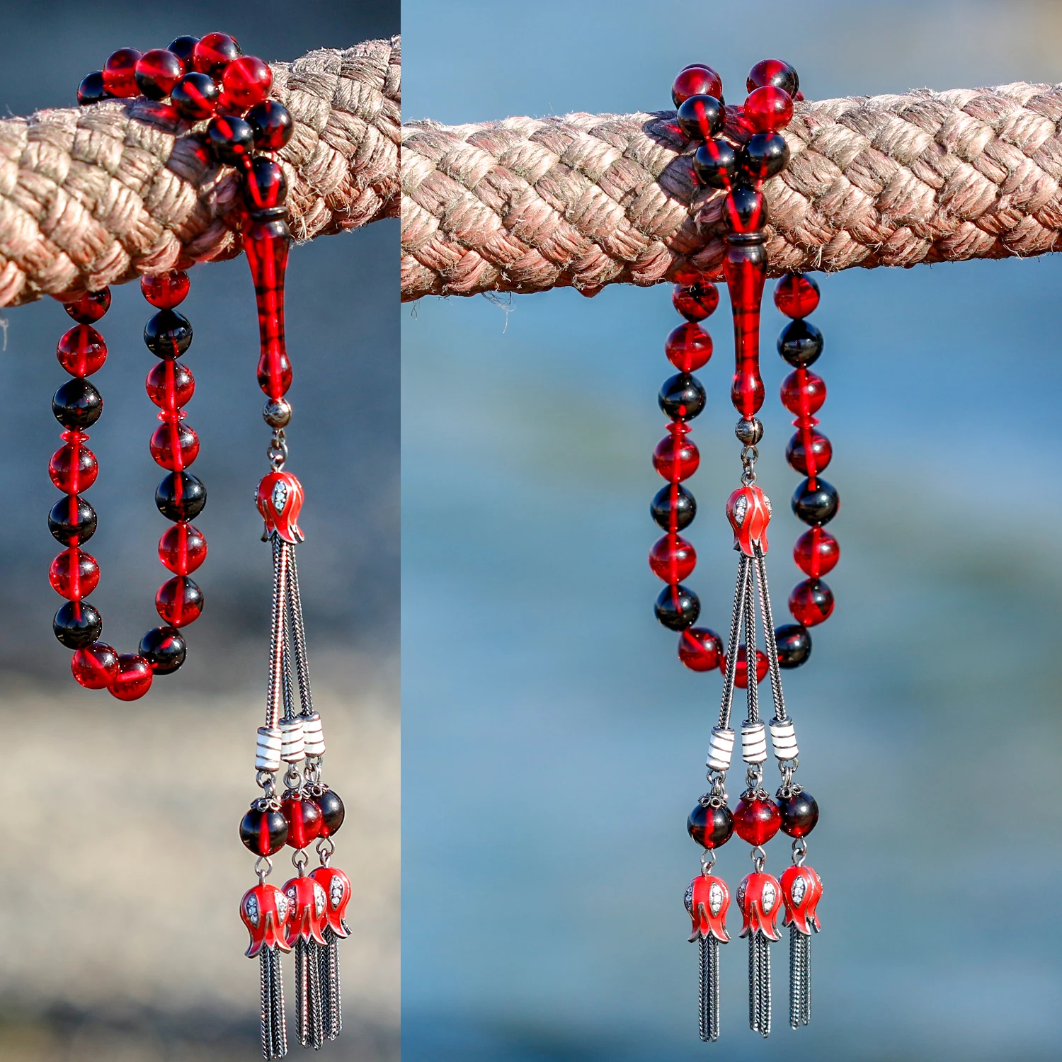 

Special Design Night Red Fire Amber Tasbih Fashion Turkish Premium Quality Handmade Jawelery