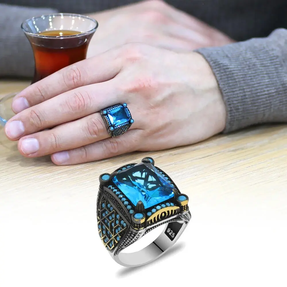 

Topaz Stone 925 Silver Men Ring. Men's Jewelry All Sizes Are Available