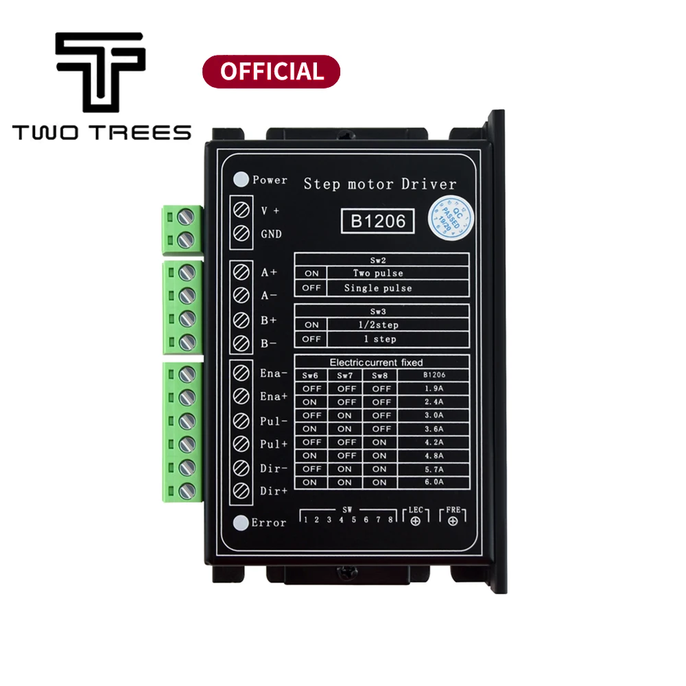 

Twotrees B1206 Stepper / Half Step Driver Two Phase Stepper Motor Driver Supply Voltage 120V Working Current 6A CNIM Hot