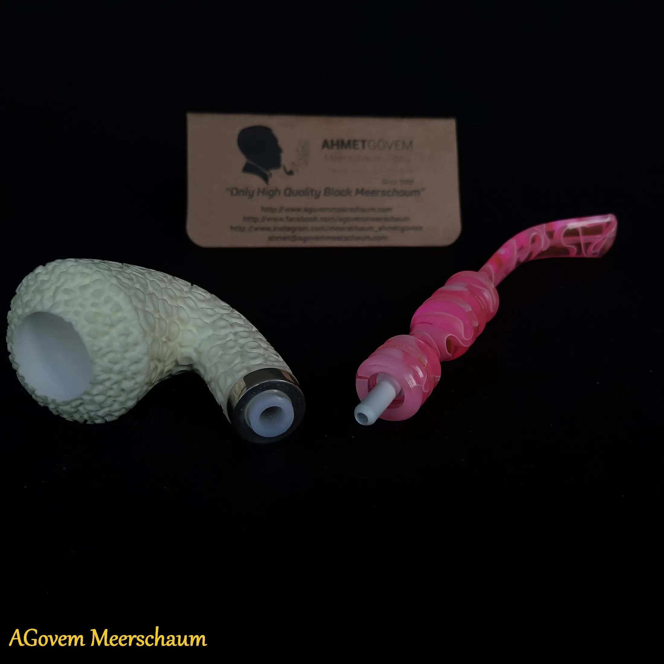 

AGovem Long Block Meerschaum Smoking Tobacco Pipe Corn Cob Briar Wood Bowl Dunhill Antique Vintage Estate Peterson AGM-55