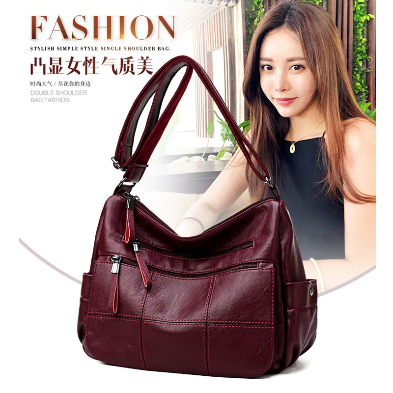 

High Quality Sheepskin Luxury Brand Handbags New Rivet Fashion Shoulder Bag Buckle Zipper Messenger Bag Ladies Leather Bag
