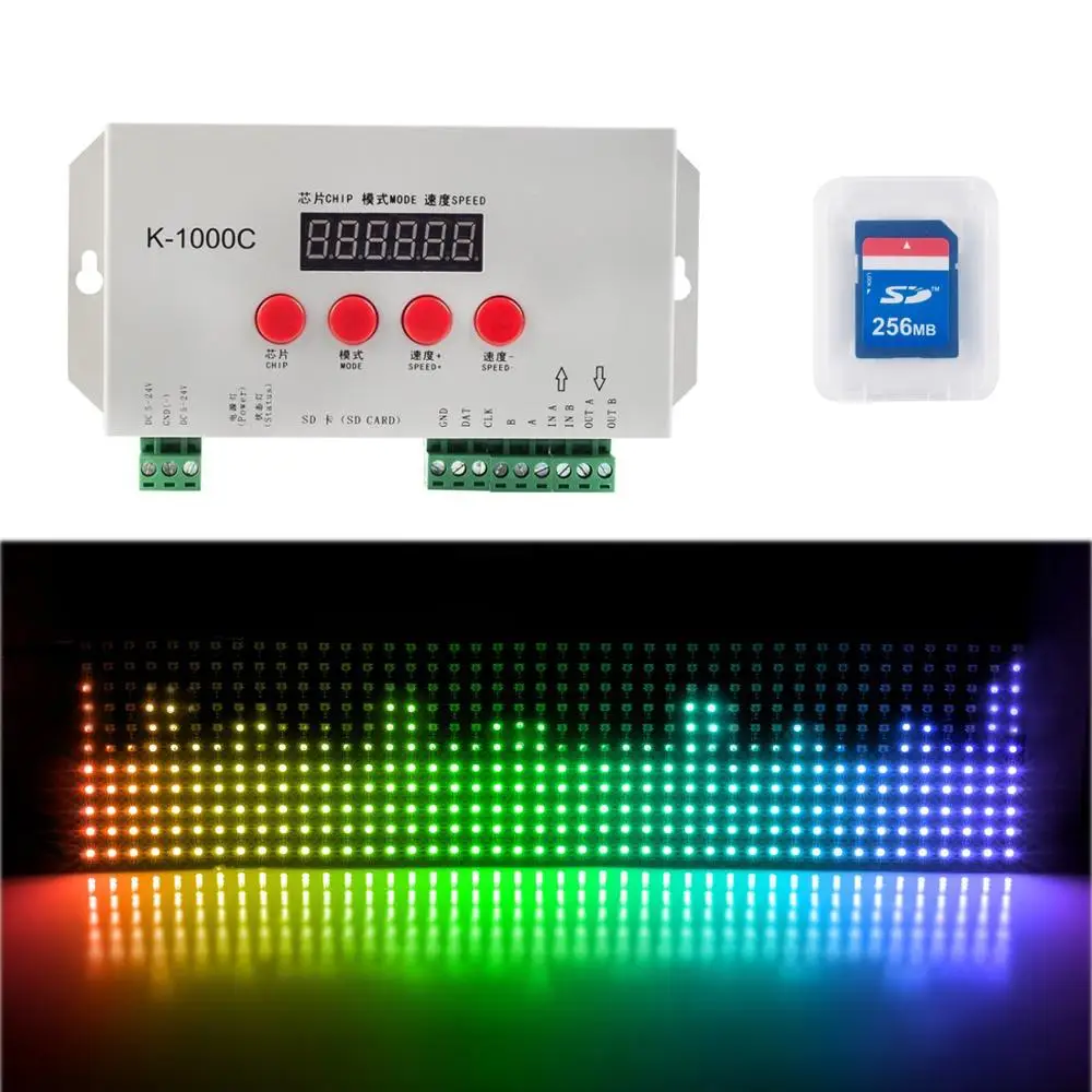Оригинальный K1000C SD карты светодиодный пиксель Управление 2812 2811 2048 Пиксели с ЖК
