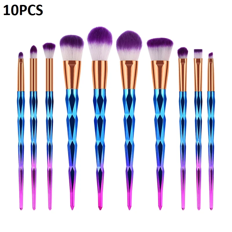 10PCS 7/10/15/20 штук, Профессиональные кисти для макияжа, с украшением в виде кристаллов, на нашем сайте! кисти для макияжа Косметическая кисть для растушевки набор кистей для макияжа Pincel Maquiagem - Handle Color: 10PCS
