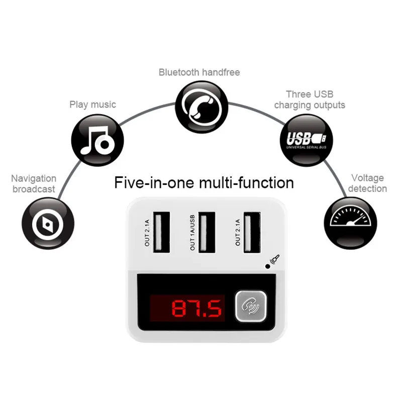 5 в 1 Автомобильный Bluetooth Handsfree fm-передатчик модулятор 3 USB Автомобильные зарядные устройства радио передатчик практичный музыкальный MP3 плеер Новинка