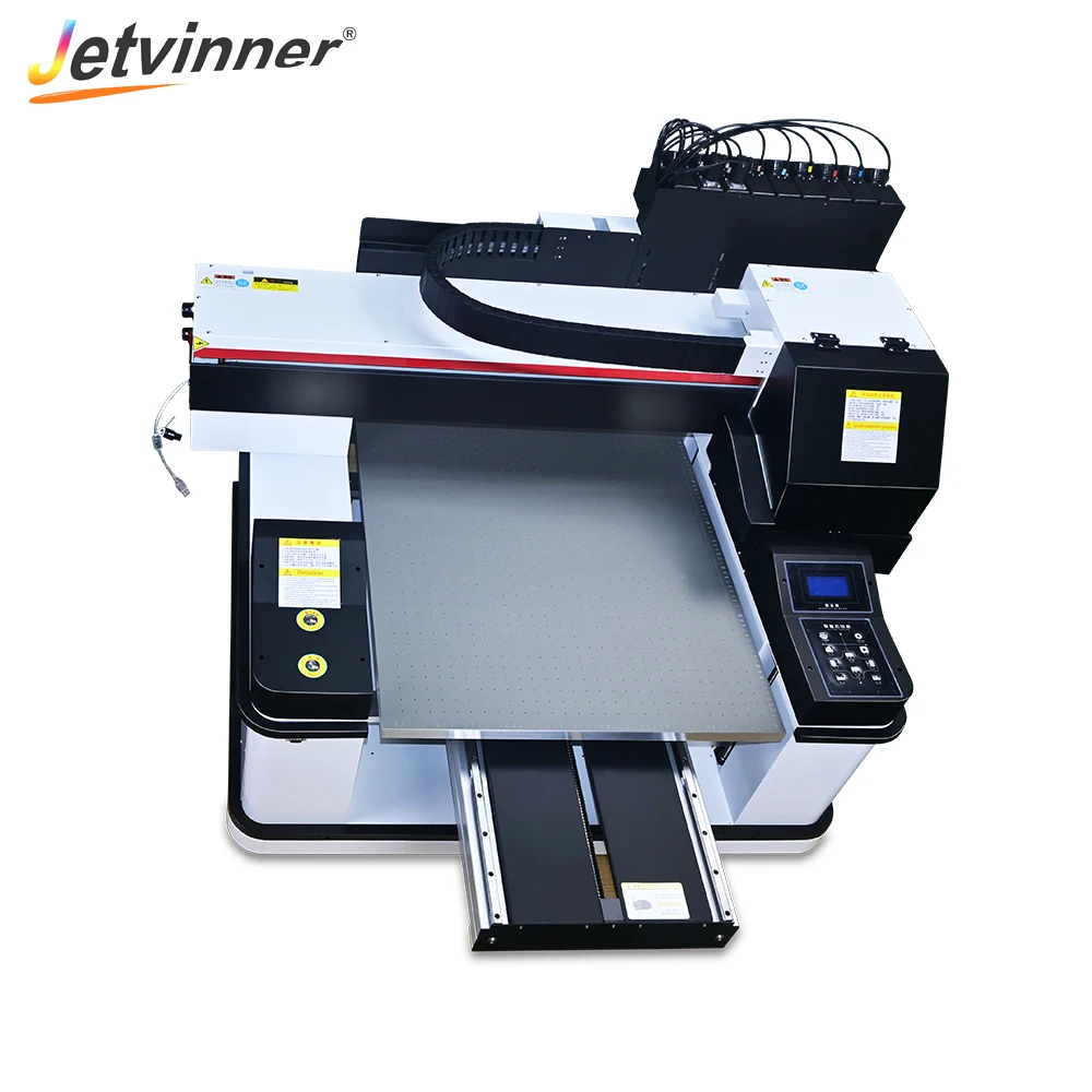 Jetvinner Automatic A1 Flatbed UV Printer 60*90 cm Print Size With 3 Print Head For Phone Case Cylinder Acrylic Fast Print Speed