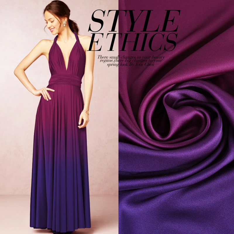 CNUM SP587 натуральный шелк/градиенты розово красный и фиолетовый/шелковая ткань