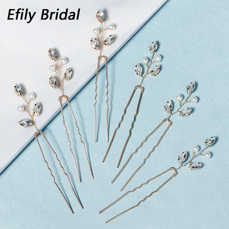 

Handmade Rhinestone Hair Forks Pins Jewelry for Women Pearl Bridal Wedding Accessories Bride Headpiece Party Bridesmaid Gift