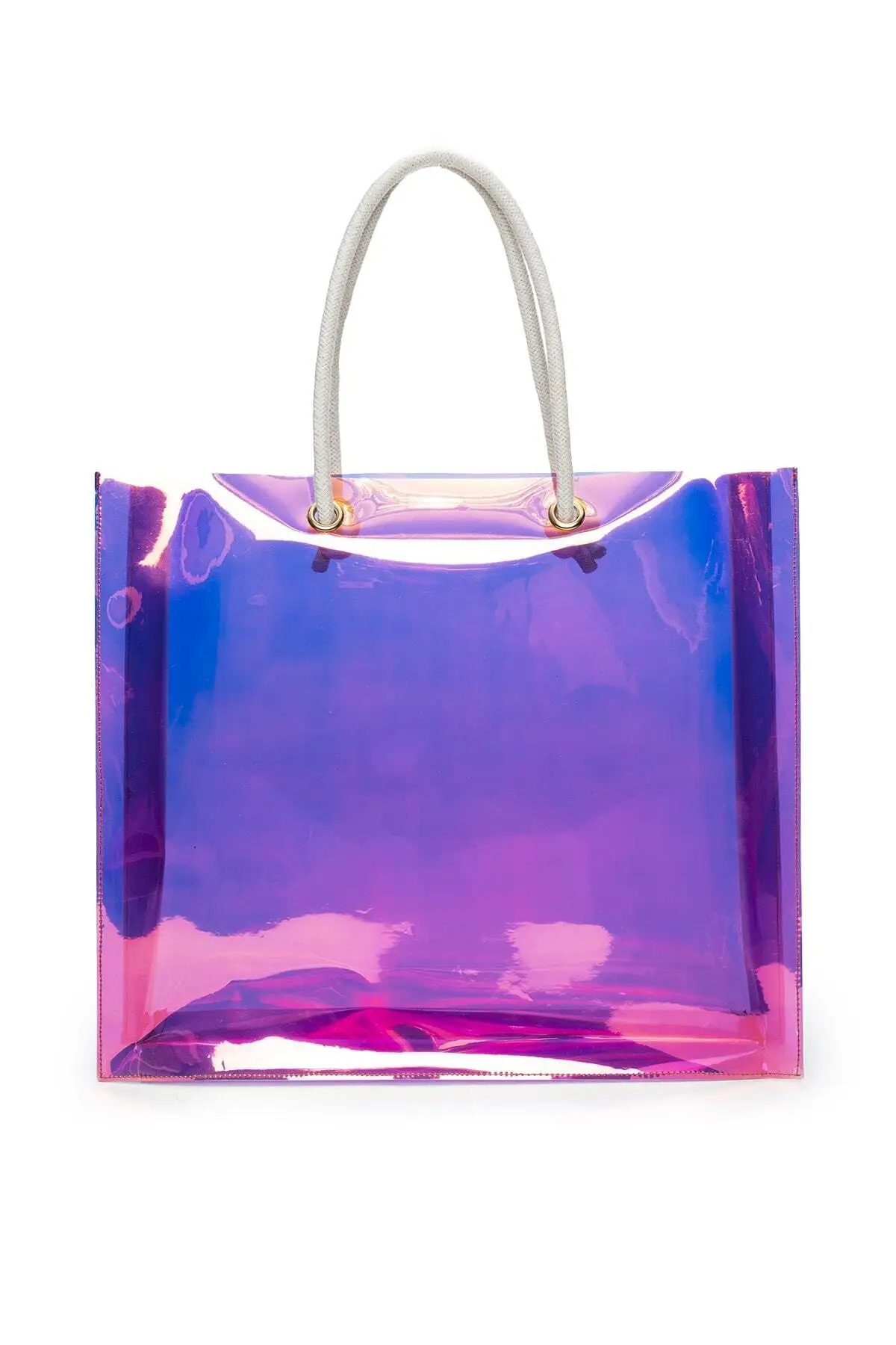 Women's Hologram Transparent Beach Bag Large Capacity Wild Hanging Rope Quality Casual Travel Bags Women 'S Fashion Trend Luxury Famous
