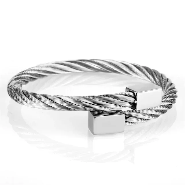 

RECTANGLE SILVER TITANIUM STEEL BRACELET 317049689