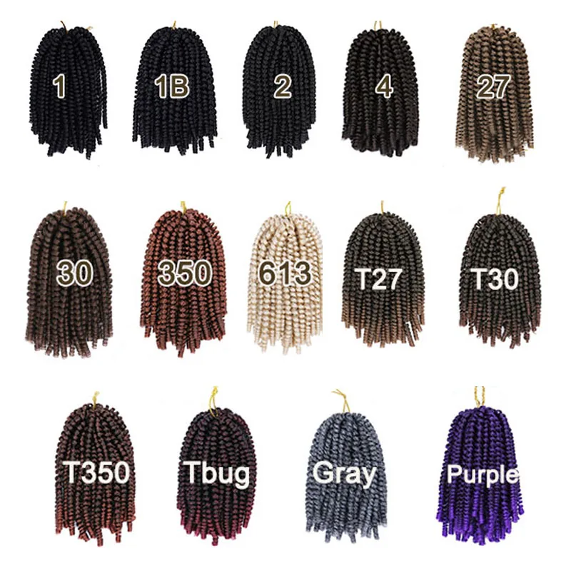 

8Inch Ombre Spring Twist Hair Crochet Braids Passion Twist Synthetic Pre-Twist Crochet Hair Extensions 30Roots Bomb Twist