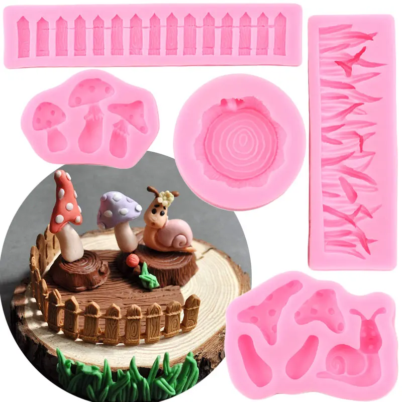 

Силиконовая форма для мастики, улитки, травы, грибов, дерева
