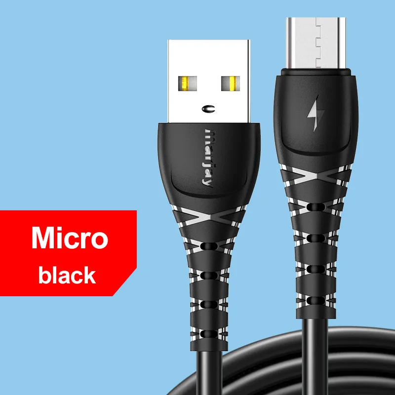 1PCS Black Micro Marjay 2.4A Micro USB Cable 3M 2m Fast Charging Charger Cable For Samsung S7 Xiaomi Redmi Note 5 7 Pro Tablet Mobile Phone Cord - Цвет: 1PCS Black Micro