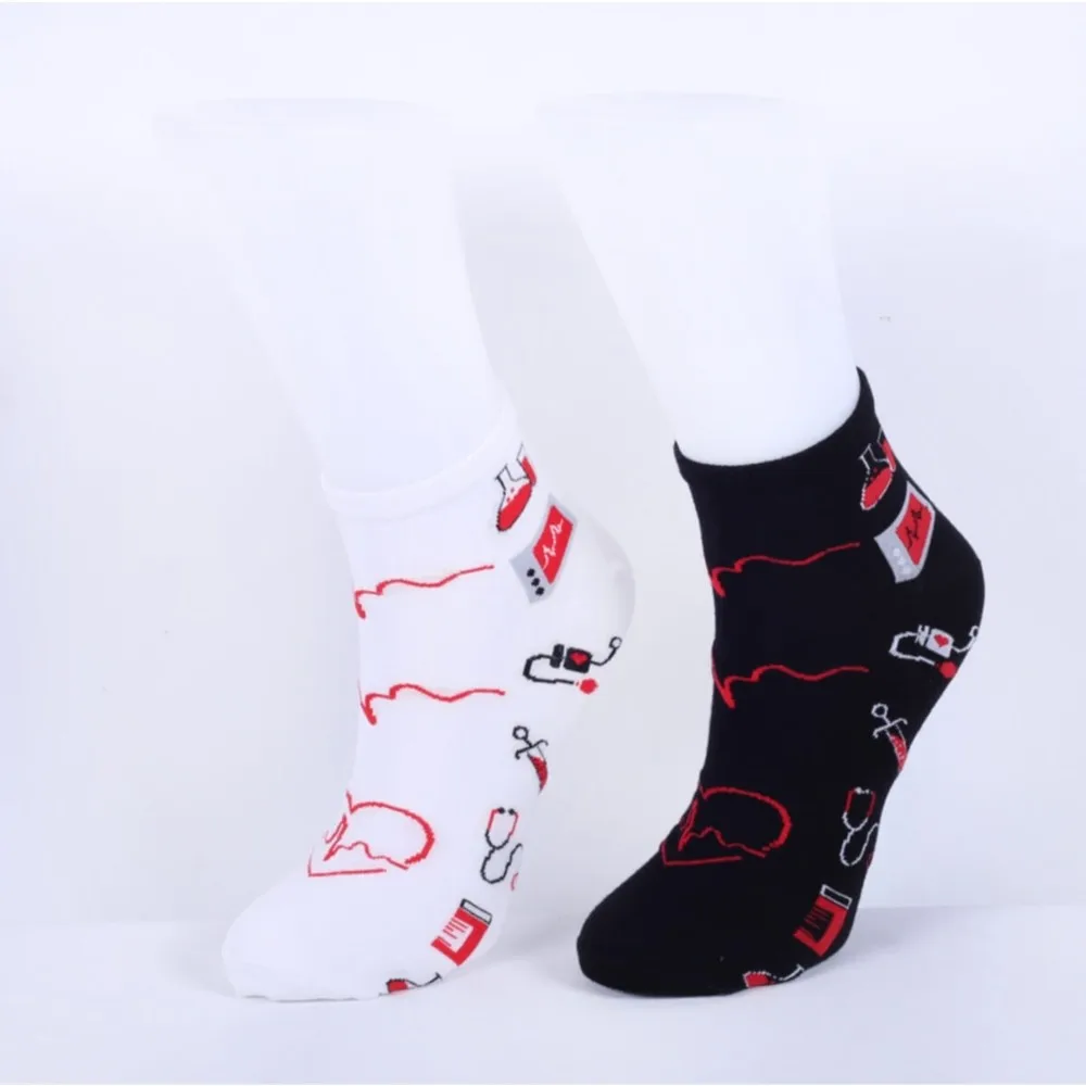 

6 Pair/Set Bolero Women's Nurse and Doctor Socks Cute Fun Printed Made Of Premium Quality Bamboo Yarn Happy Gift