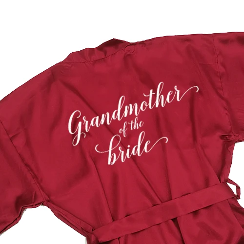 grandmother bride Sisbigdey Burgundy Satin Kimono Robes women short pajamas dressing gown wine red Bridesmaid Gift team bride Bridal Party Robes - Цвет: grandmother bride