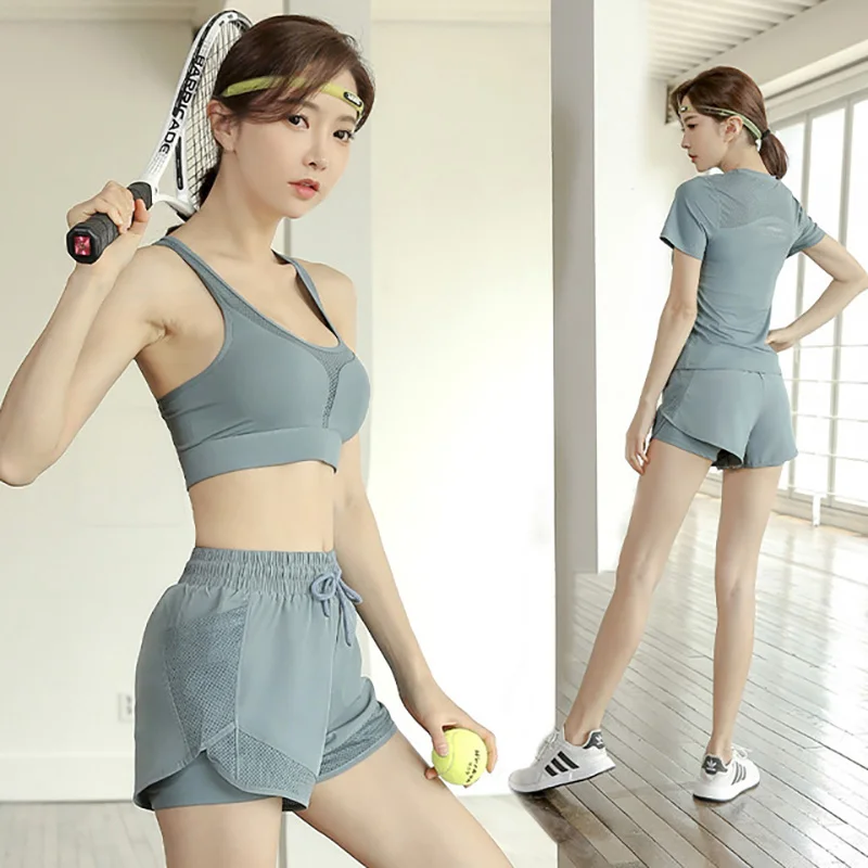 

Yoga Suit Women Summer Loose Breathable Quick-drying Polyester Yoga clothes 3-piece Outdoor Sport Gym Running Yoga Clothes Women