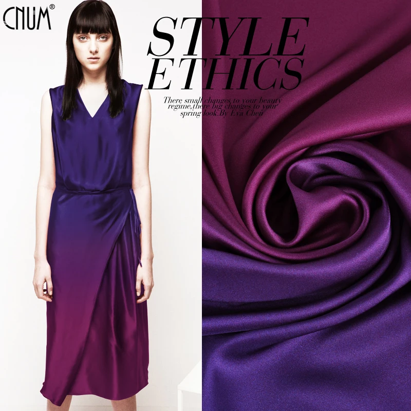 CNUM SP587 натуральный шелк/градиенты розово красный и фиолетовый/шелковая ткань