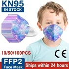 Маска для лица KN95 Mascarillas CE FFP2, 5 слоев, с фильтром, защитный уход за здоровьем, дышащие 100 маски для лица, 95% шт.