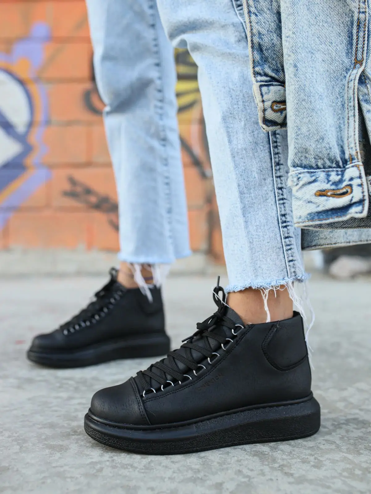 Chekich Women Girl Shoes Anthracite Color Lace-Up White Outsole Eco-Friendly Vegan Artificial Leather Odorless Classic CH258