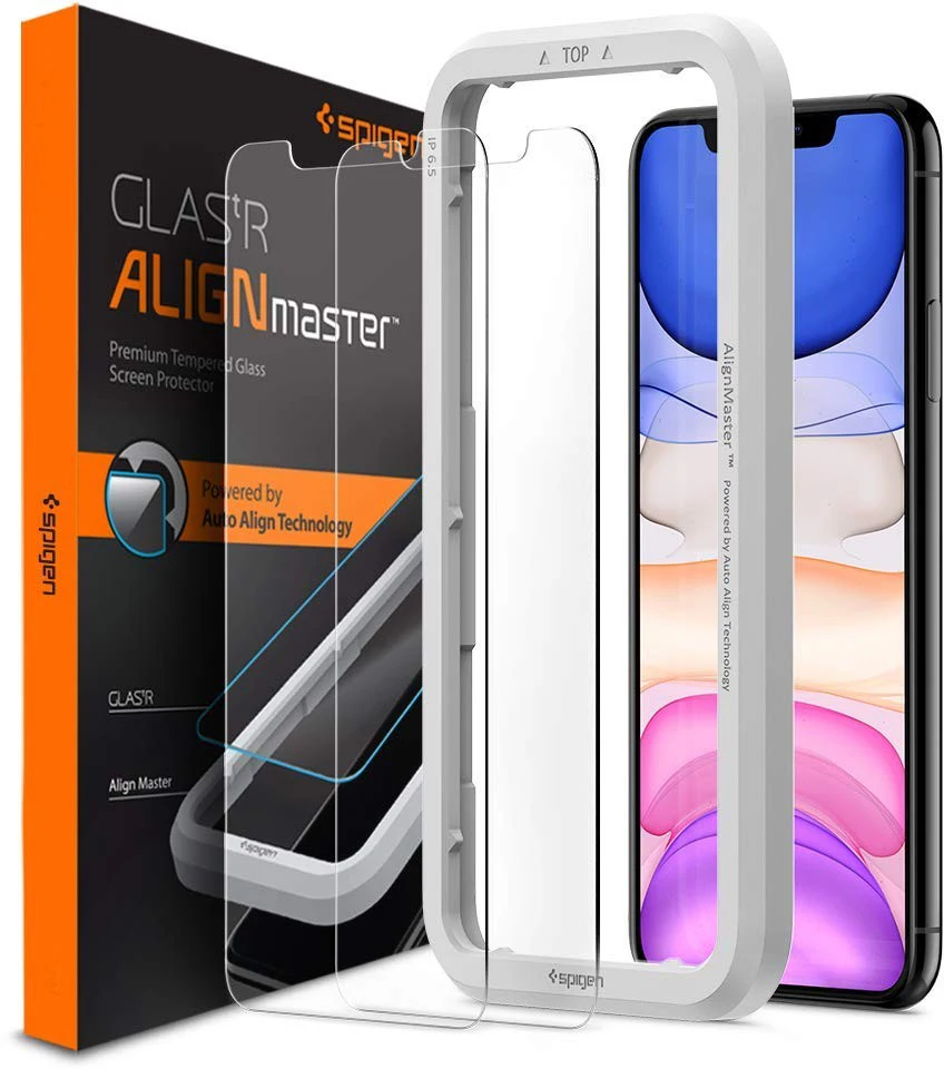 Защитное стекло Spigen Align Glas.tR 2 pack (AGL00101) для iPhone 11/XR (Clear)|Защитные стёкла и плёнки