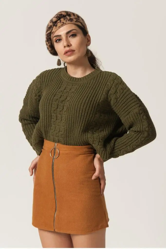 Мини юбка на молнии 703 W003 MUSTARD M|Женские юбки| |
