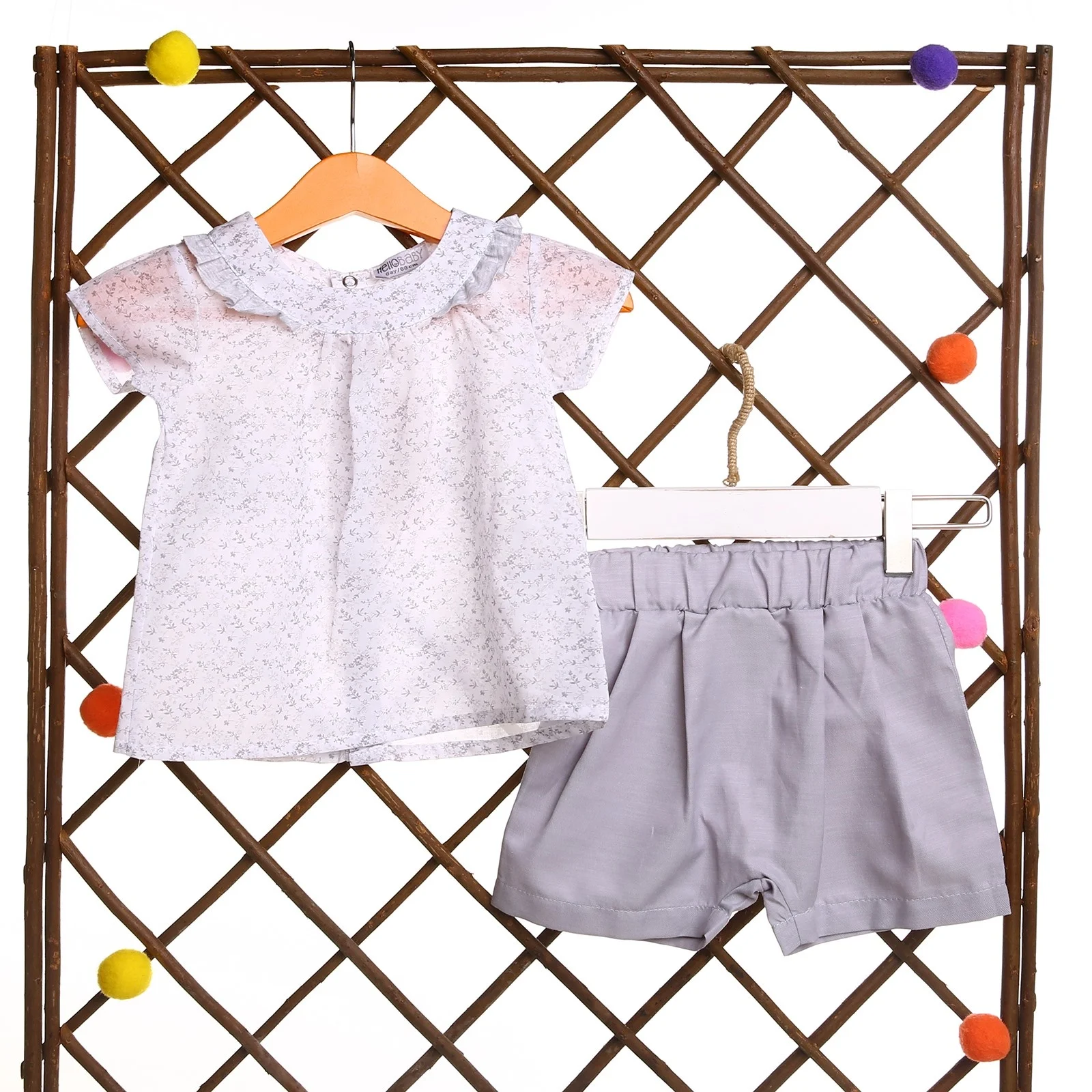 Ebebek HelloBaby/топ с цветочным рисунком для маленьких девочек Комплект шортами| |