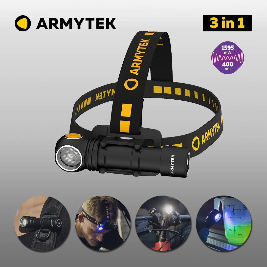 

LED Headlamp Wizard C2 WUV USB Reahargeable Multi Flashlight 3 in 1 + 18650 Li-Ion battery