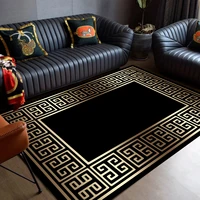 premium carpet black gold pattern foal feather fabric washable non slip insole antibacterial living room rug hotel lounge