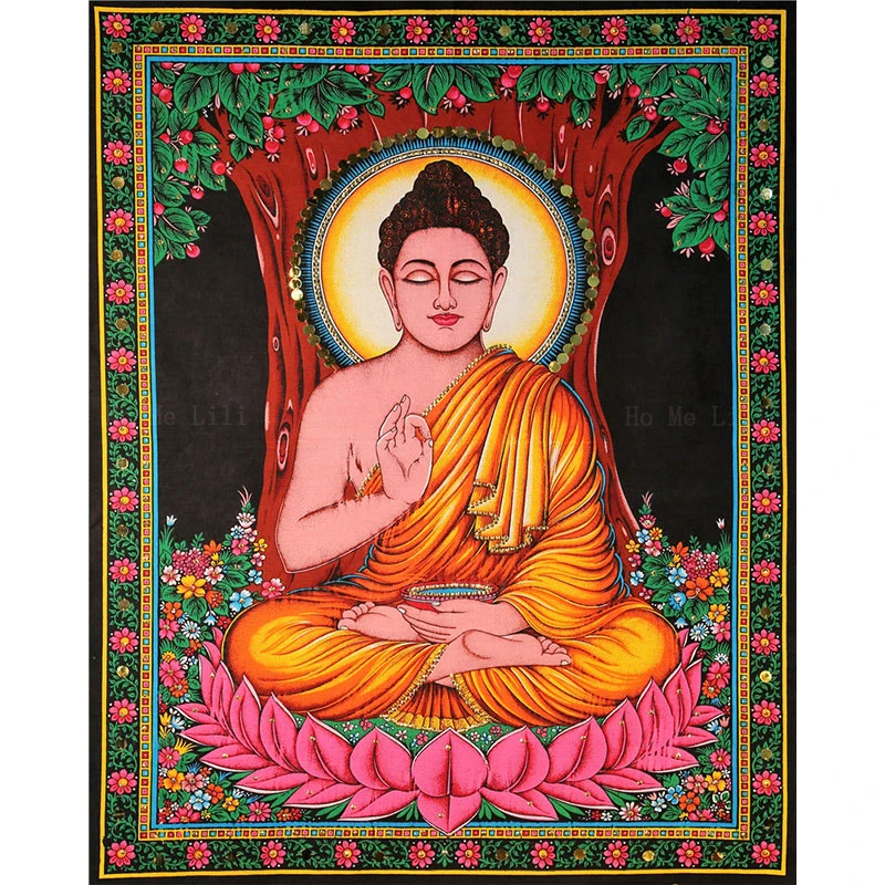 

Buddhism Artwork Buddha Is Meditating Under A Bodhi Tree Lotus Background Zen Canvas Wall Art By Ho Me Lili For Home Decor