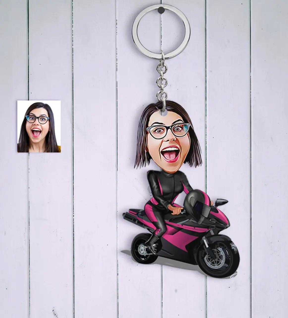 

Персонализированные Женские байкерские Мультяшные брелки забавная картинка выгодная стоимость проиллюстрированное надежное качество су...