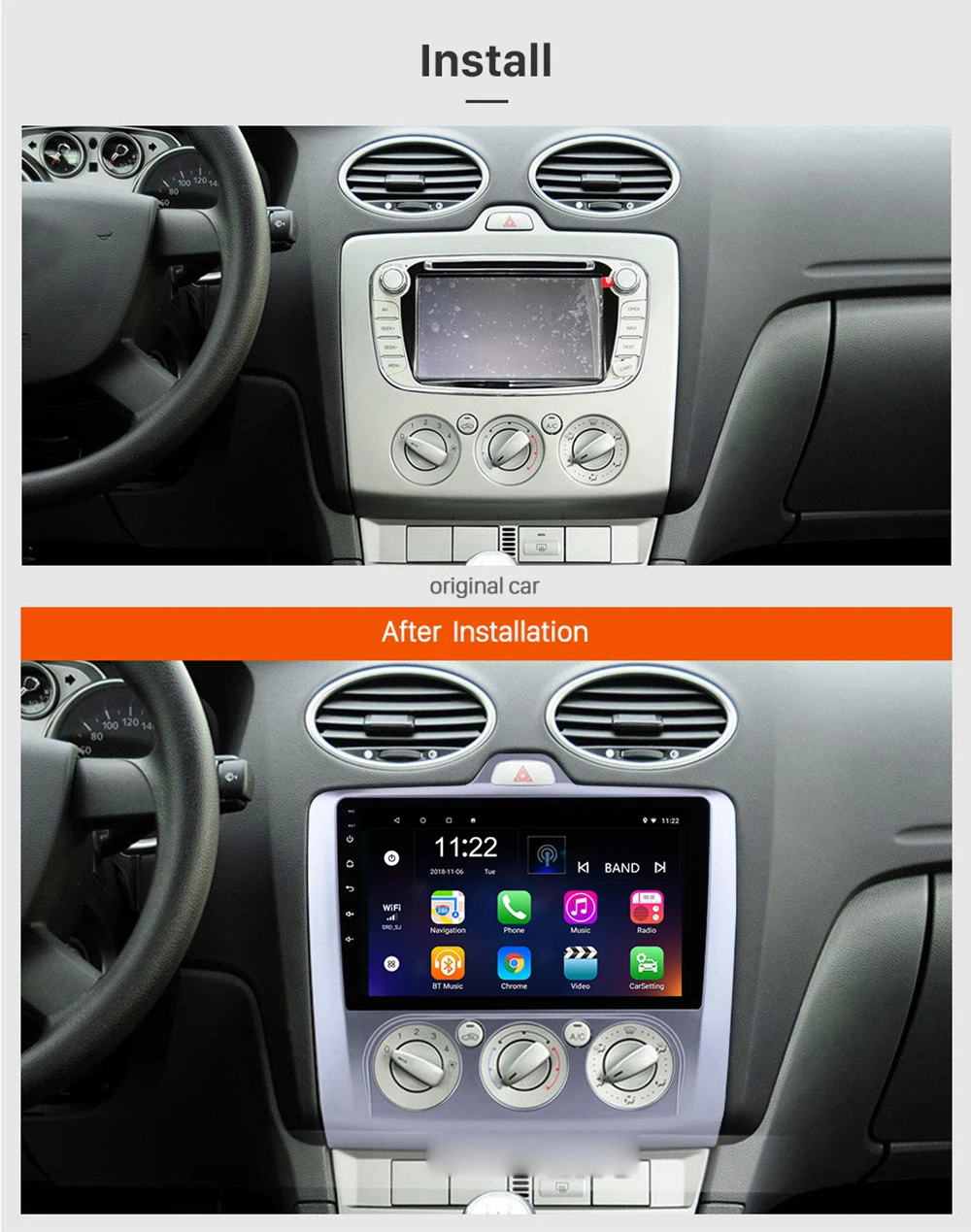 9 &quot2G + 32G Android 10 1 Автомобильный мультимедийный видео плеер навигация GPS для Ford Focus 2