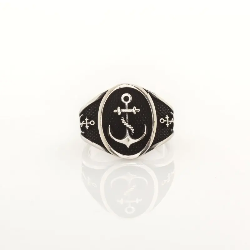 

925 Sterling Ship Anchor Model and Pattern Silver Ring Fashion Turkish Premium Quality Handmade Jawelery