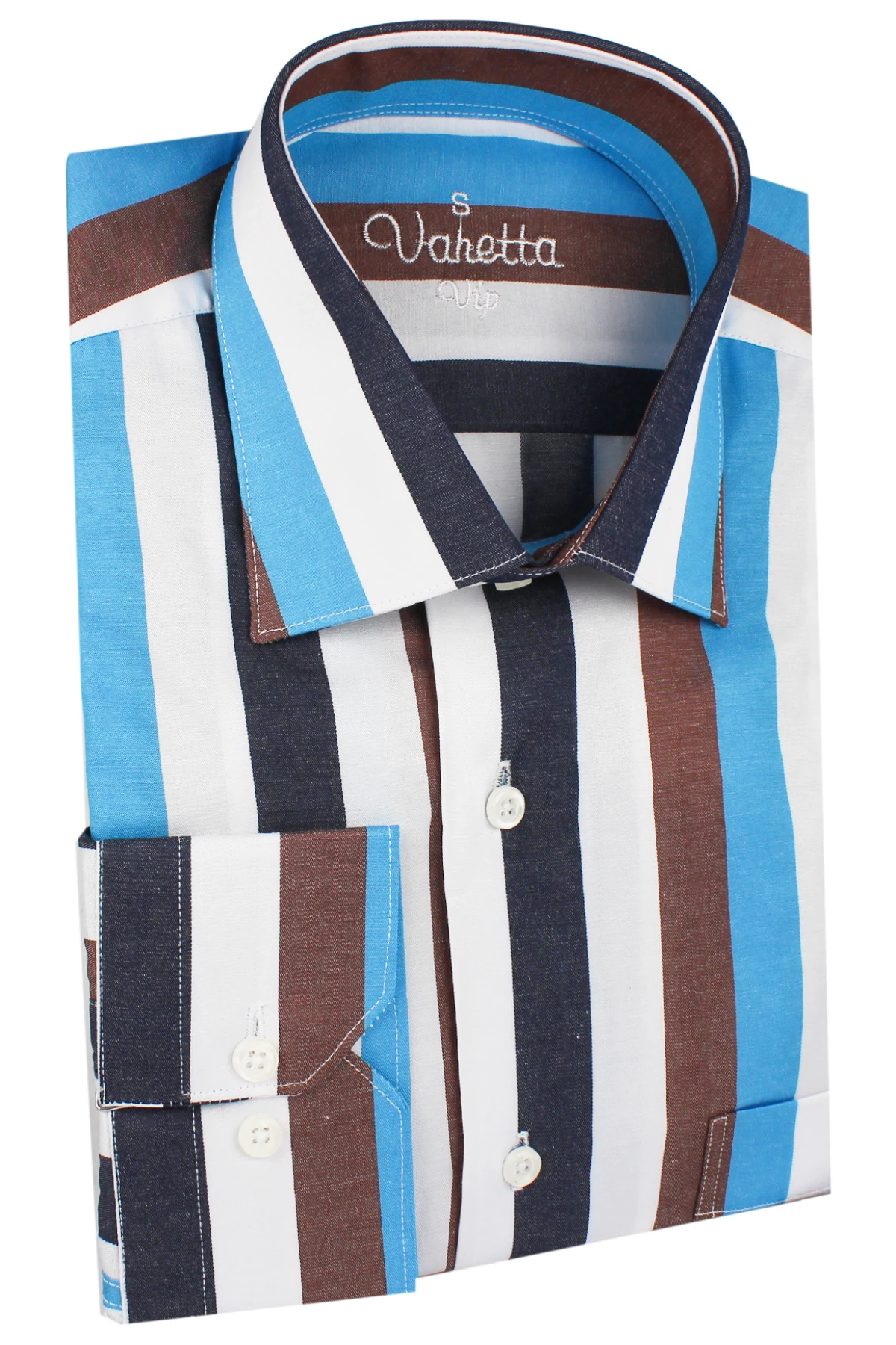 

Striped Men's Shirt Casual Striped Shirts Single Patch Pocket Long Sleeve Standard-fit Comfortable Thick Button-down Men shirt