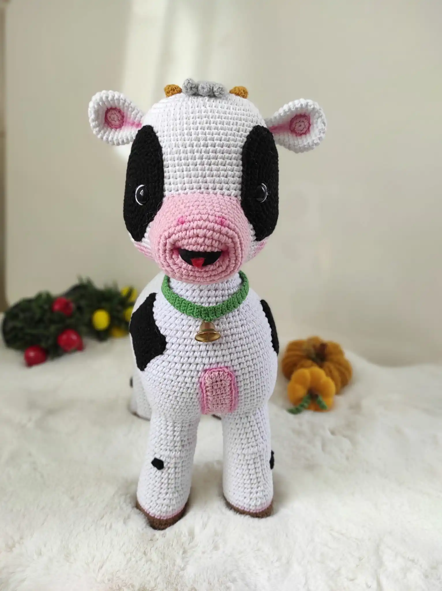 Амигуруми Вязаная Кукла Ребенок Ручной Работы Мягкая Игрушка Корова Первого Класса Качество Органический Хлопок