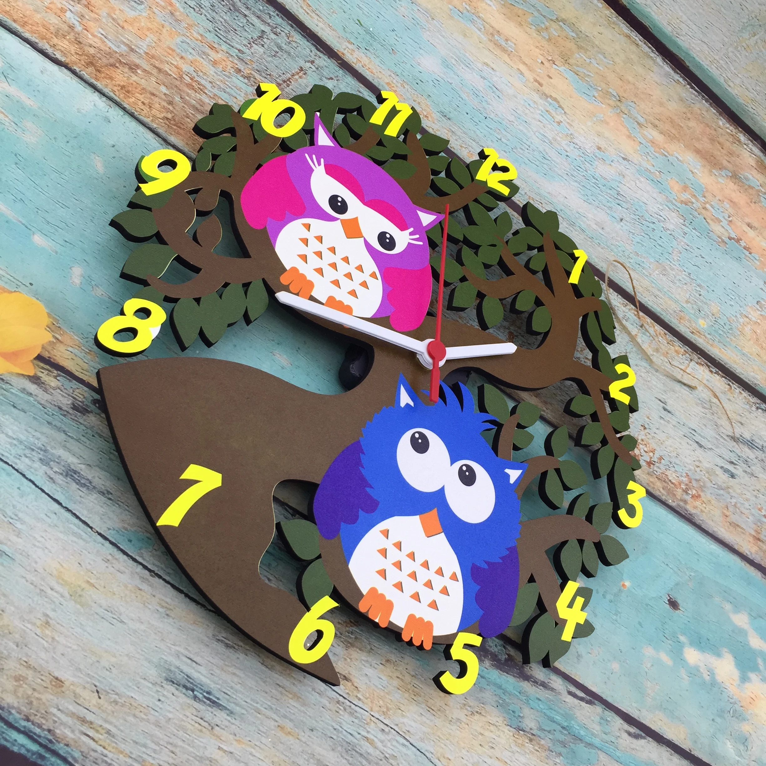 

Owl Kids Room Wooden Wall Clock
