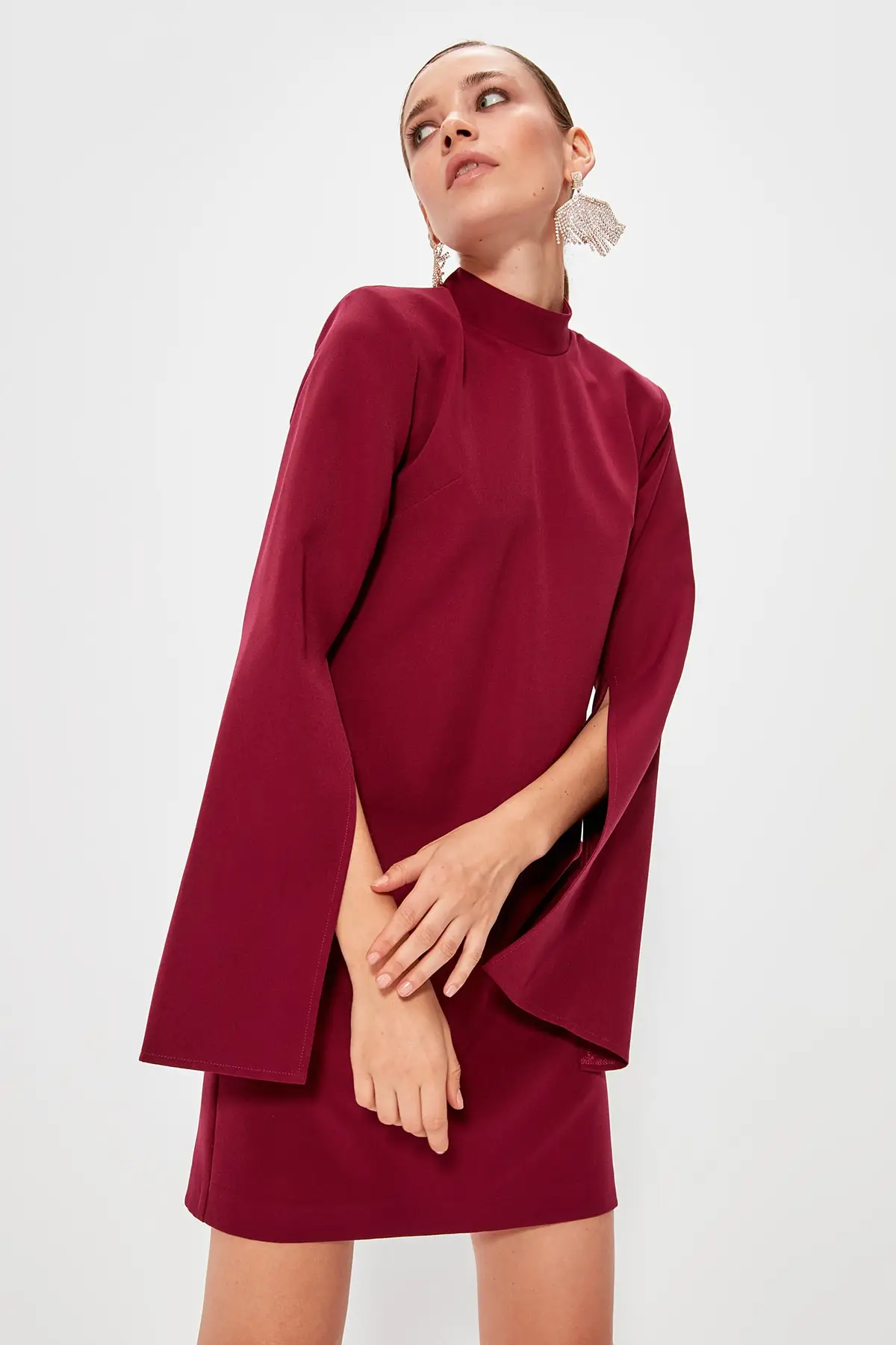 Trendyol фиолетовый плащ рукав платье TPRAW20EL0882