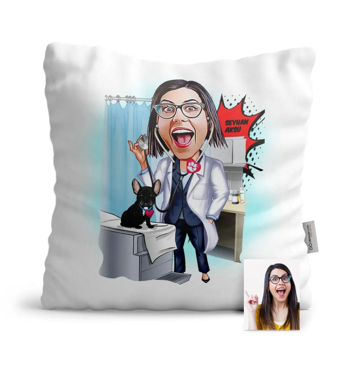 

Персонализированная Женская ветеринар мультфильм атласная Подушка-2